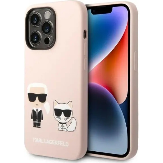 Karl Lagerfeld KLHMP14LSSKCI iPhone 14 Pro 6.1 hardcase light pink / light pink Silicone Karl & Choupette Magsafe - (KF001067-0)
