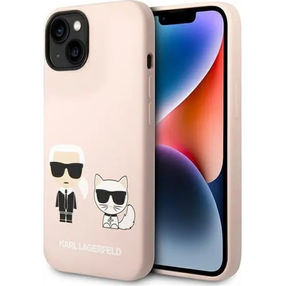 Karl Lagerfeld KLHMP14SSSKCI iPhone 14 6.1 hardcase light pink / light pink Silicone Karl & Choupette Magsafe - (KF001065-0)