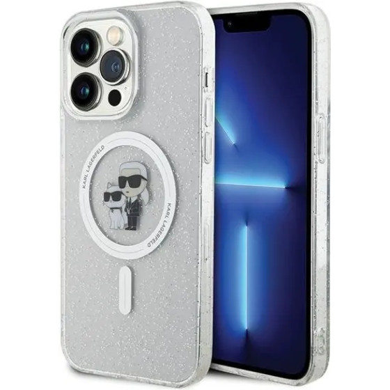 Karl Lagerfeld KLHMP14XHGKCNOT case for iPhone 14 Pro Max 6.7 - transparent hardcase Karl&Choupette Glitter MagSafe - (KF001687-0)