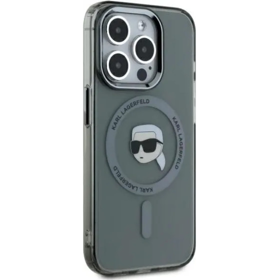 Karl Lagerfeld KLHMP15LHLSKIK iPhone 15 Pro 6.1 black/black hardcase IML Metal Karl Head MagSafe - (KF002413-0)