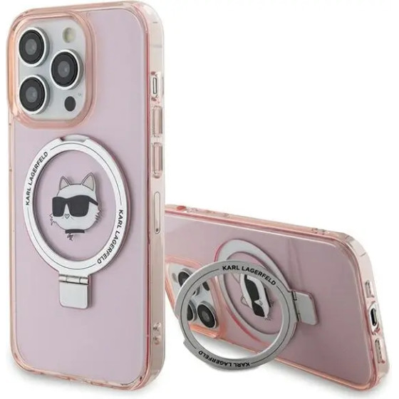 Karl Lagerfeld KLHMP15LHMRSCHP iPhone 15 Pro 6.1 pink/pink hardcase Ring Stand Choupette Head MagSafe - (KF001829-0)