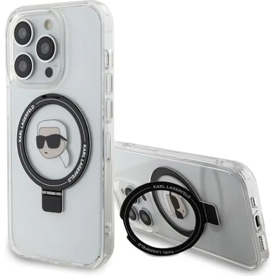 Karl Lagerfeld KLHMP15LHMRSKHH iPhone 15 Pro 6.1 white/white hardcase Ring Stand Karl Head MagSafe - (KF001826-0)
