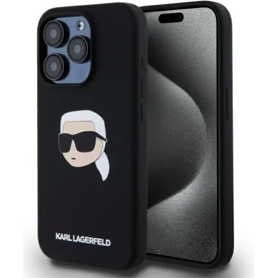 Karl Lagerfeld KLHMP15LSKHPPLK iPhone 15 Pro 6.1 black/black hardcase Silicone Karl Head Print MagSafe - (KF002441-0)