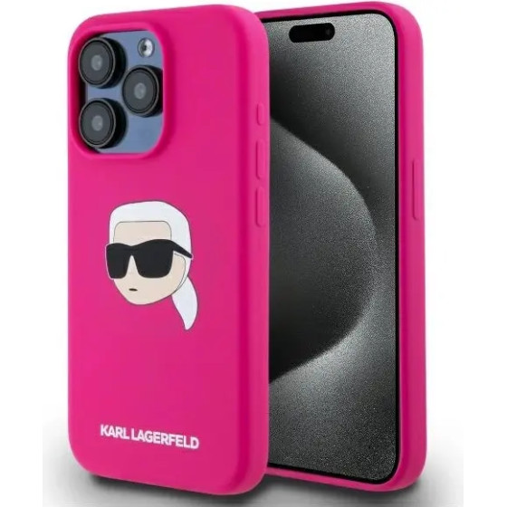 Karl Lagerfeld KLHMP15LSKHPPPLF iPhone 15 Pro 6.1 fuchsia/fuschia hardcase Silicone Karl Head Print MagSafe - (KF002438-0)