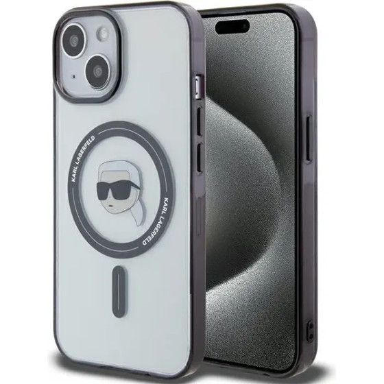 Karl Lagerfeld KLHMP15SHKHNOTK iPhone 15 6.1'' transparent hardcase IML Karl`s Head MagSafe - (KF001763-0)
