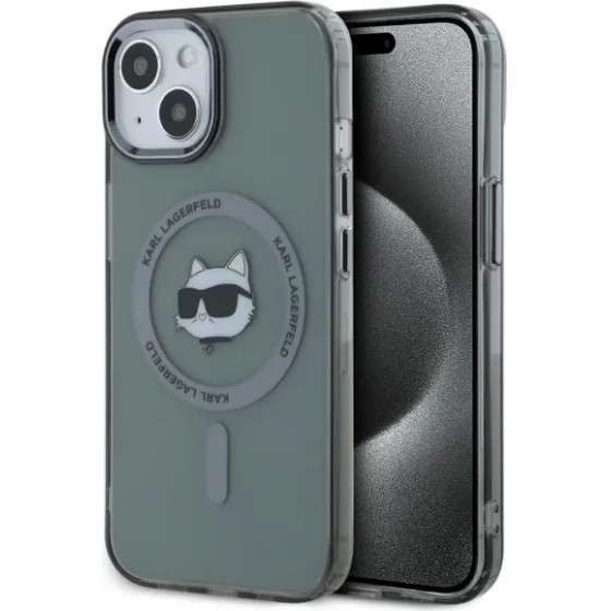 Karl Lagerfeld KLHMP15SHLSCHK iPhone 15 6.1 black/black hardcase IML Metal Choupette Head MagSafe - (KF002415-0)