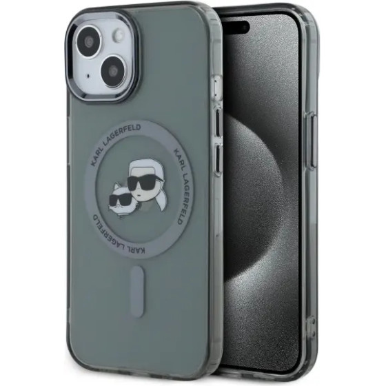 Karl Lagerfeld KLHMP15SHLSKCK iPhone 15 6.1 black/black hardcase IML Metal Karl&Choupette Head MagSafe - (KF002418-0)