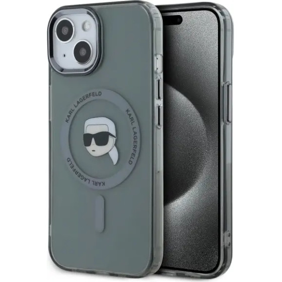 Karl Lagerfeld KLHMP15SHLSKIK iPhone 15 6.1 black/black hardcase IML Metal Karl Head MagSafe - (KF002412-0)