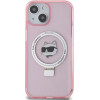 Karl Lagerfeld KLHMP15SHMRSCHP iPhone 15 6.1 pink/pink hardcase Ring Stand Choupette Head MagSafe - (KF001828-0)