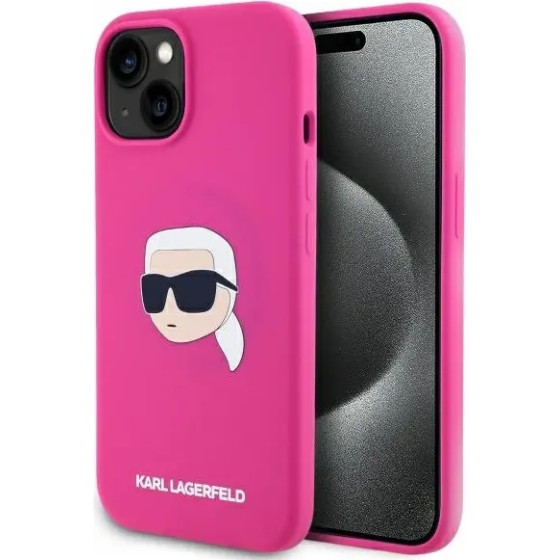 Karl Lagerfeld KLHMP15SSKHPPLF iPhone 15 6.1 fuchsia/fuschia hardcase Silicone Karl Head Print MagSafe - (KF002437-0)