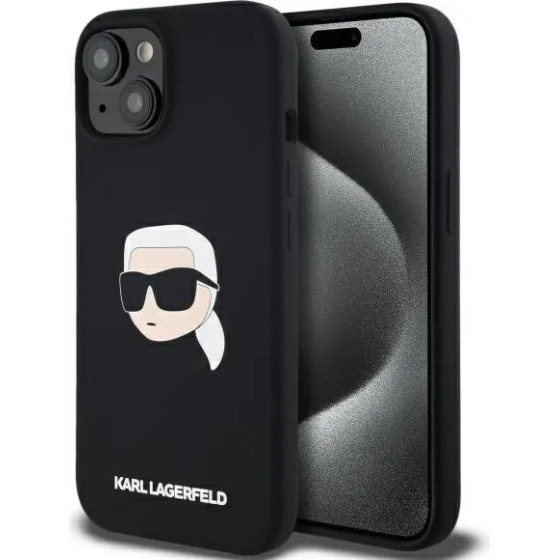 Karl Lagerfeld KLHMP15SSKHPPLK iPhone 15 6.1 black/black hardcase Silicone Karl Head Print MagSafe - (KF002440-0)