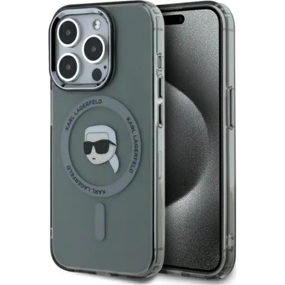 Karl Lagerfeld KLHMP15XHLSKIK iPhone 15 Pro Max 6.7 black/black hardcase IML Metal Karl Head MagSafe - (KF002414-0)