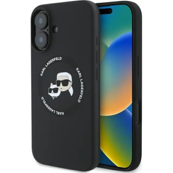 Karl Lagerfeld KLHMP16SSKCHTCK iPhone 16 6.1 black/black hardcase Silicone Karl&Choupette Heads MagSafe - (KF002451-0)