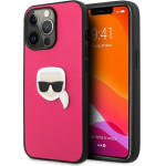 Karl Lagerfeld Leather Ikonik Karl's Head Metal Case for iPhone 13 Pro / 13 6.1 - Pink - (KF000801-0)