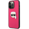 Karl Lagerfeld Leather Ikonik Karl's Head Metal Case for iPhone 13 Pro / 13 6.1 - Pink - (KF000801-0)