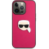 Karl Lagerfeld Leather Ikonik Karl's Head Metal Case for iPhone 13 Pro / 13 6.1 - Pink - (KF000801-0)
