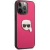 Karl Lagerfeld Leather Ikonik Karl's Head Metal Case for iPhone 13 Pro / 13 6.1 - Pink - (KF000801-0)