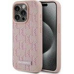 Karl Lagerfeld Leather Monogram Metal Logo case for iPhone 15 Pro Max - pink - (KF002052-0)