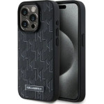 Karl Lagerfeld Leather Monogram Metal Logo MagSafe iPhone 15 Pro Case - Black - (KF002304-0)