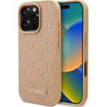 Karl Lagerfeld Leather Monogram Metal Logo MagSafe iPhone 16 Pro Case - Beige - (KF002307-0)