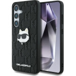 Karl Lagerfeld Leather Monogram Pin Logo Choupette Head Samsung Galaxy S25 Case Black - (KF002455-0)