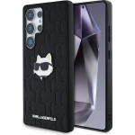 Karl Lagerfeld Leather Monogram Pin Logo Choupette Head Samsung Galaxy S25 Ultra Case Black - (KF002457-0)