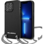 Karl Lagerfeld Leather Textured and Chain Case for iPhone 13 Pro Max 6.7 - Black - (KF001038-0)