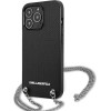 Karl Lagerfeld Leather Textured and Chain Case for iPhone 13 Pro Max 6.7 - Black - (KF001038-0)
