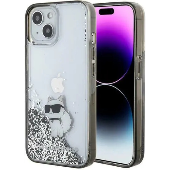 Karl Lagerfeld Liquid Glitter Choupette case for iPhone 15 - transparent - (KF001775-0)