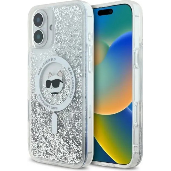 Karl Lagerfeld Liquid Glitter Choupette Head Magsafe iPhone 16 Case - Clear - (KF002347-0)
