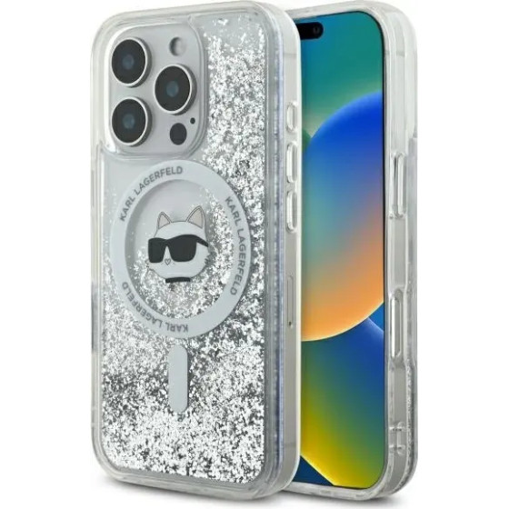 Karl Lagerfeld Liquid Glitter Choupette Head Magsafe iPhone 16 Pro Case - Clear - (KF002348-0)