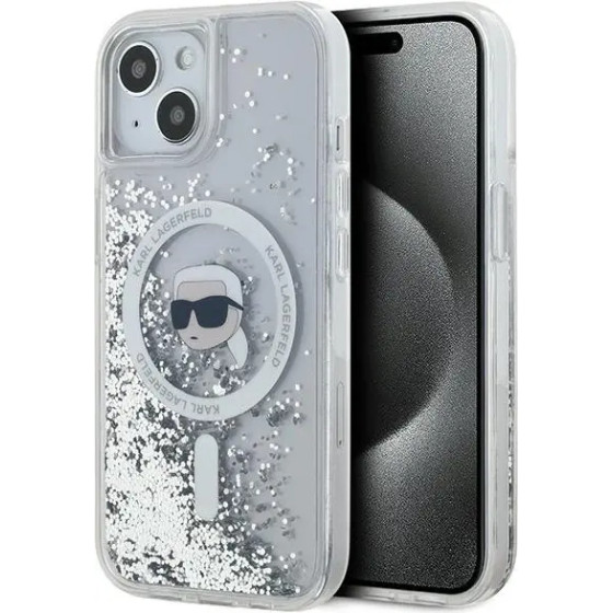Karl Lagerfeld Liquid Glitter Karl Head MagSafe case for iPhone 15 / 14 / 13 - transparent - (KF002103-0)