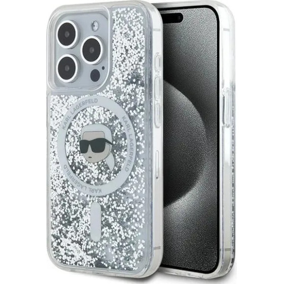 Karl Lagerfeld Liquid Glitter Karl Head MagSafe case for iPhone 15 Pro - transparent - (KF002104-0)