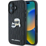 Karl Lagerfeld Monogram Karl & Choupette Head Pin iPhone 16 Case - Black - (KF002311-0)