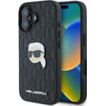 Karl Lagerfeld Monogram Karl Head Pin iPhone 16 Case - Black - (KF002315-0)