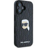 Karl Lagerfeld Monogram Karl Head Pin iPhone 16 Case - Black - (KF002315-0)