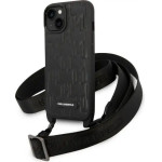 Karl Lagerfeld Monogram Plaque Logo Strap Case for iPhone 14 / 15 / 13 6.1 - Black - (KF001109-0)