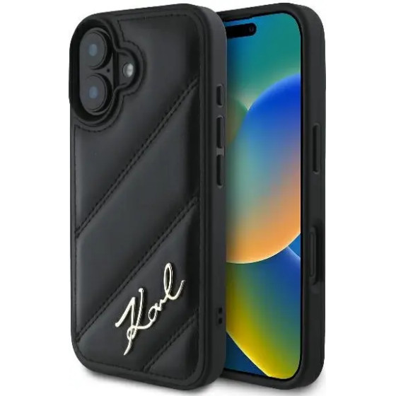 Karl Lagerfeld Quilted Signature iPhone 16 Plus Case - Black - (KF002270-0)