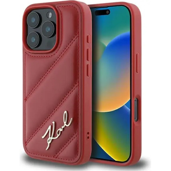 Karl Lagerfeld Quilted Signature iPhone 16 Pro Case - Red - (KF002366-0)