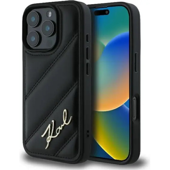Karl Lagerfeld Quilted Signature iPhone 16 Pro Max Case - Black - (KF002242-0)
