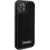 Karl Lagerfeld Rhinestone Logo Metal Plate case for iPhone 15 - black - (KF001781-0)