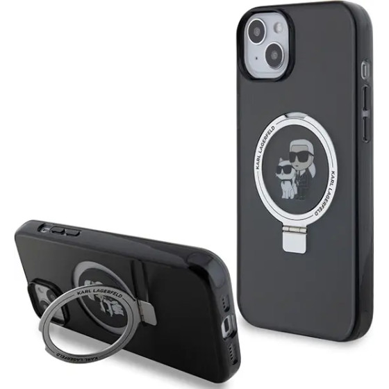 Karl Lagerfeld Ring Stand Karl&Choupette MagSafe case for iPhone 14 / 15 / 13 - black - (KF001917-0)