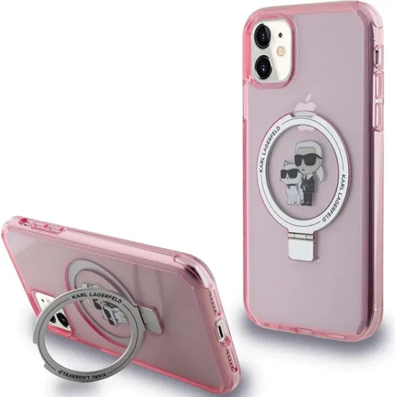 Karl Lagerfeld Ring Stand Karl&Choupette MagSafe case for iPhone 11 / Xr - pink - (KF001920-0)