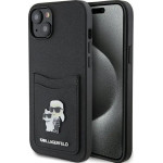 Karl Lagerfeld Saffiano Cardslot Karl&Choupette Metal Pin case for iPhone 15 - black - (KF001784-0)