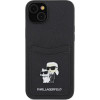 Karl Lagerfeld Saffiano Cardslot Karl&Choupette Metal Pin case for iPhone 15 - black - (KF001784-0)