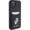 Karl Lagerfeld Saffiano Cardslot Karl&Choupette Metal Pin case for iPhone 15 - black - (KF001784-0)