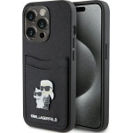 Karl Lagerfeld Saffiano Cardslot Karl&Choupette Metal Pin case for iPhone 15 Pro - black - (KF001785-0)