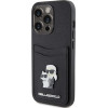 Karl Lagerfeld Saffiano Cardslot Karl&Choupette Metal Pin case for iPhone 15 Pro - black - (KF001785-0)