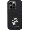 Karl Lagerfeld Saffiano Cardslot Karl&Choupette Metal Pin case for iPhone 15 Pro - black - (KF001785-0)