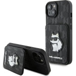 Karl Lagerfeld Saffiano Cardslots and Stand Monogram Choupette case for iPhone 15 - black - (KF001795-0)